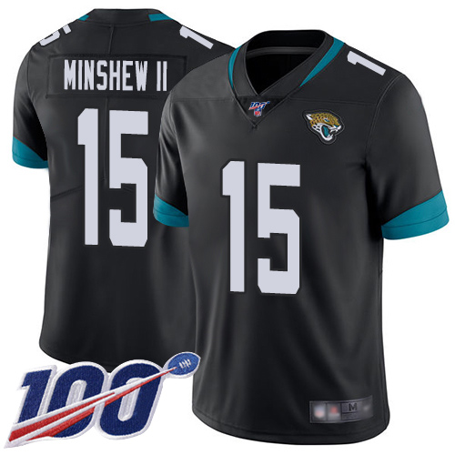Men Nike Jacksonville Jaguars #15 Gardner Minshew II Black Team Color  Stitched NFL 100th Season Vapor Limited Jersey->jacksonville jaguars->NFL Jersey